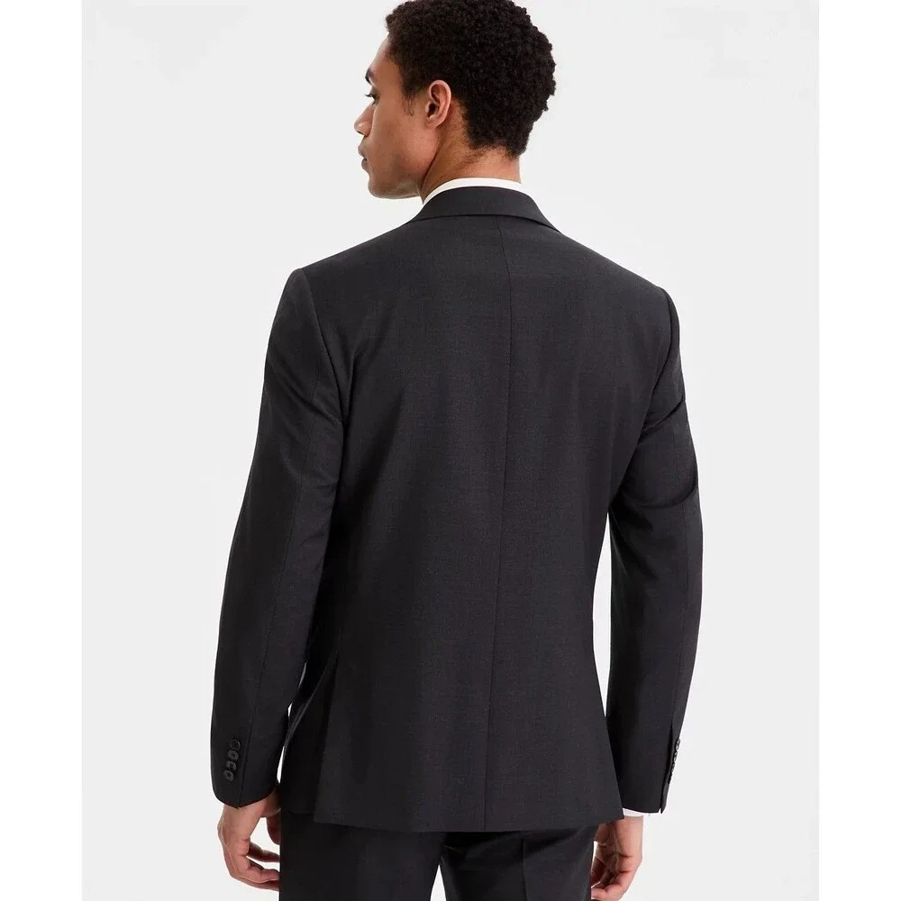 $815 NEW CALVIN KLEIN MENS 40L CHARCOAL WOOL 3 PIECE SUIT W/VEST M & PANTS 32X34